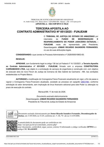 3ª APOSTILA - CT Nº 051.2025 - FUNJEAM X CONSTRUTORA CARRAMANHO LTDA.pdf