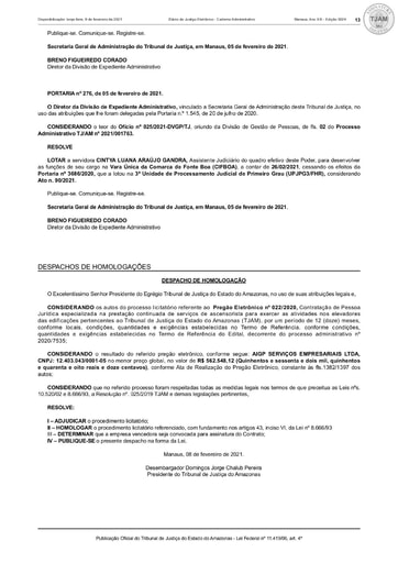 PREGÃO ELETRÔNICO Nº 022/2020 – DESPACHO DE HOMOLOGAÇÃO (DJE)