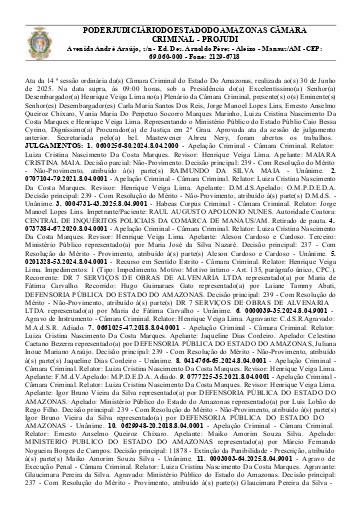 Câmara Criminal - Ata da Sessão Presencial do dia 30/06/2025