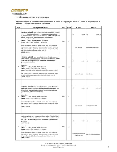 PREGÃO ELETRÔNICO Nº 022/2021 - PROPOSTA - ITEM 3 - ORBITY