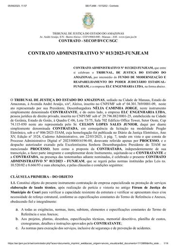 CONTRATO ADMINISTRATIVO N° 013/2023 - FUNJEAM x ELC ENGENHARIA LTDA