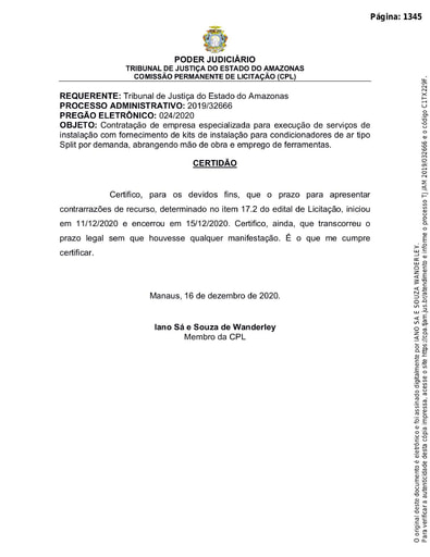 PREGÃO ELETRÔNICO Nº 024/2020 - CERTIDÃO DE CONTRARRAZÕES