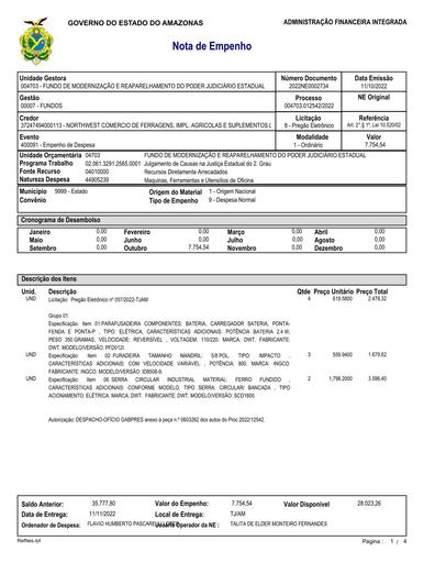 2022NE0002734 - NORTHWEST MAQUINAS E FERRAMENTAS LTDA