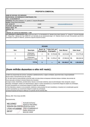PREGÃO ELETRÔNICO Nº 021/2026 - PROPOSTA RETIFICADA - ECO