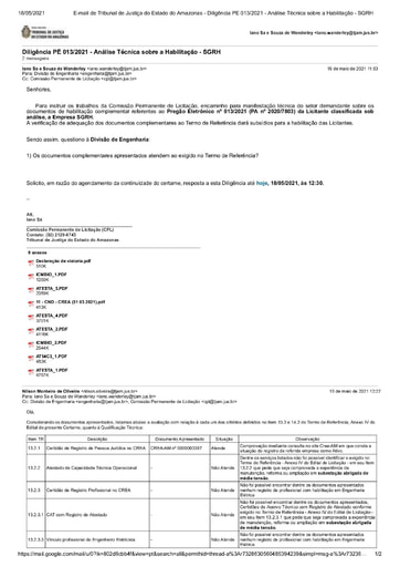 PREGÃO ELETRÔNICO Nº 013/2021 - DILIGÊNCIA CPL À DIVISÃO DE ENGENHARIA - DOC. COMPLEMENTAR - SGRH