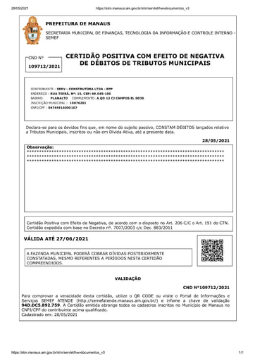 PREGÃO ELETRÔNICO Nº 018/2021 - DOCUMENTOS EXTRAÍDOS SICAF E SITE - GRUPO 3 - SERV CONSTRUTORA