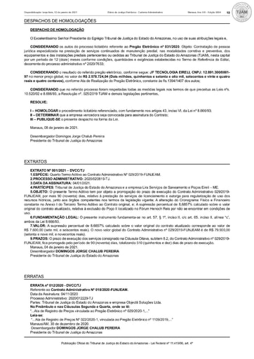 PREGÃO ELETRÔNICO Nº 031/2020 - DESPACHO DE HOMOLOGAÇÃO (DJE)