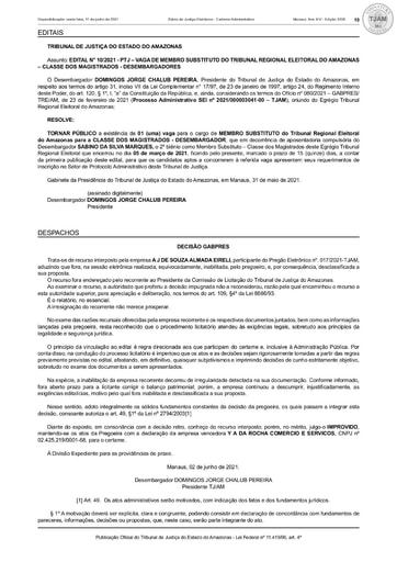 PREGÃO ELETRÔNICO Nº 017/2021 - DECISÃO - DJE