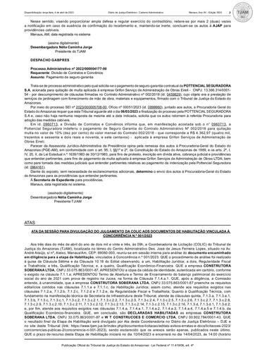 CONCORRÊNCIA Nº 001/2023 - ATA DE JULGAMENTO (DJE)