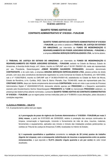 4º TERMO ADITIVO - CT Nº 018.2024 - FUNJEAM x ARAÚNA SERVIÇOS ESPECIALIZADOS LTDA.pdf