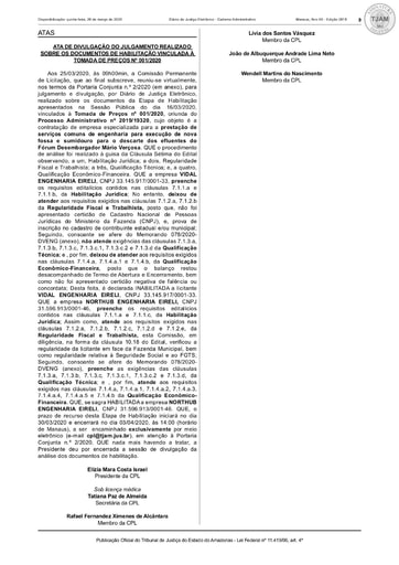 TOMADA DE PREÇOS Nº 001/2020 - ATA DA SESSÃO 26/03/2020 (DJE)
