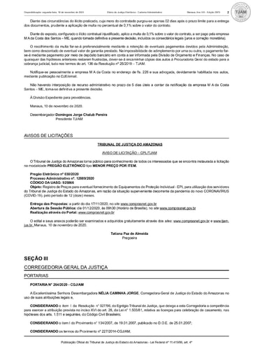 PREGÃO ELETRÔNICO Nº 030/2020 - AVISO DE LICITAÇÃO - DJE