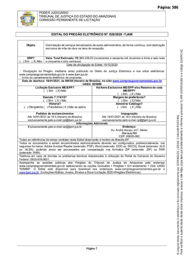 PREGÃO ELETRÔNICO Nº 028/2020 - EDITAL DE LICITAÇÃO
