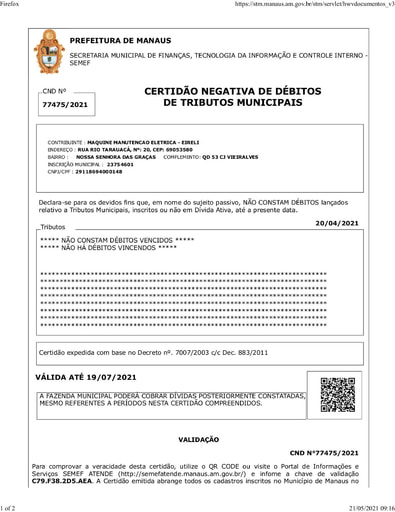 PREGÃO ELETRÔNICO Nº 013/2021 - DOCS. RETIRADOS DO SICAF E SITES - MAQUINE