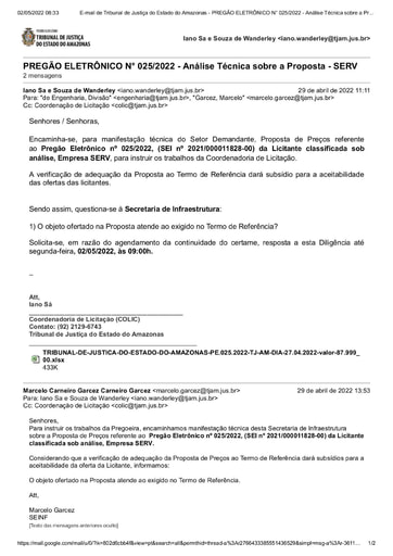 PREGÃO ELETRÔNICO Nº 025/2022 - DILIGÊNCIA COLIC À SECRETARIA DE INFRAESTRUTURA - PROPOSTA - SERV