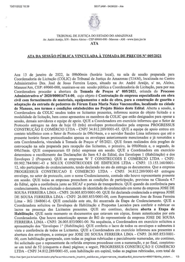 TOMADA DE PREÇOS Nº 005/2021 - ATA DA SESSÃO DE ABERTURA - 13.01.22