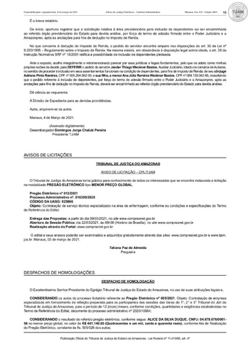 PREGÃO ELETRÔNICO Nº 012/2021 - AVISO DE LICITAÇÃO - DJE