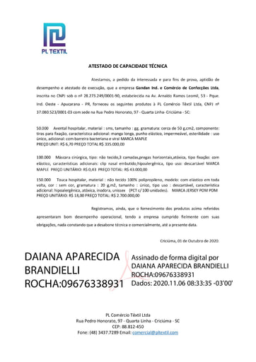 PREGÃO ELETRÔNICO Nº 002/2021 - HABILITAÇÃO - DOCUMENTOS COMPLEMENTARES - ITEM 2 - GANDAN