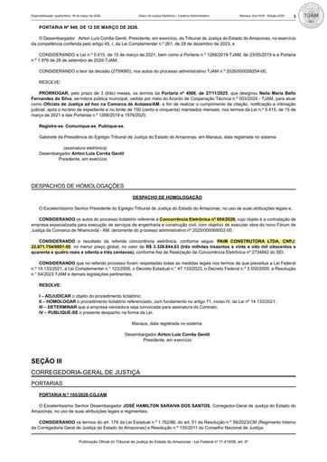 CONCORRÊNCIA Nº 004/2026 - DESPACHO DE HOMOLOGAÇÃO (DJE)