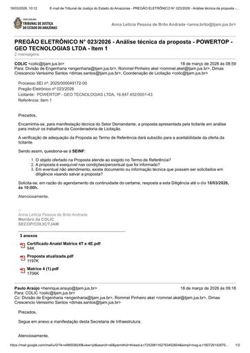 PREGÃO ELETRÔNICO Nº 023/2026 - DILIGÊNCIA COLIC À SEINF - PROPOSTA - POWERTOP - GEO TECNOLOGIAS LTDA - ITEM 1
