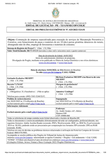 PREGÃO ELETRÔNICO Nº 025/2022 - EDITAL DE LICITAÇÃO