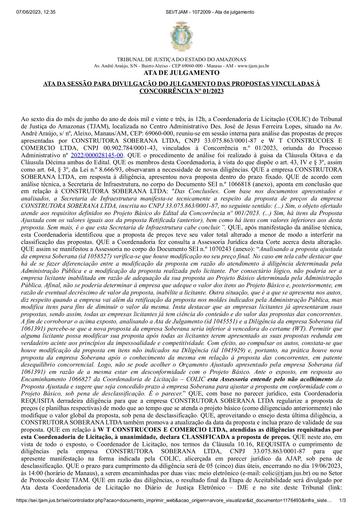 CONCORRÊNCIA Nº 001/2023 - ATA DE JULGAMENTO DAS PROPOSTAS