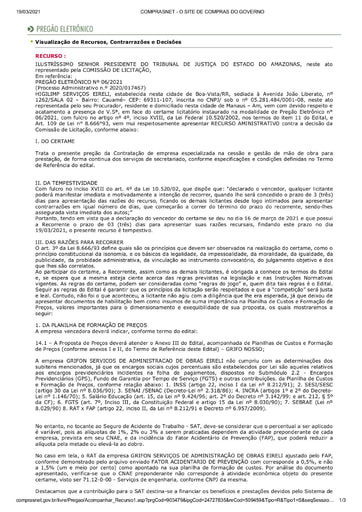 PREGÃO ELETRÔNICO Nº 006/2021 – RAZÕES RECURSAIS - HIGILIMP