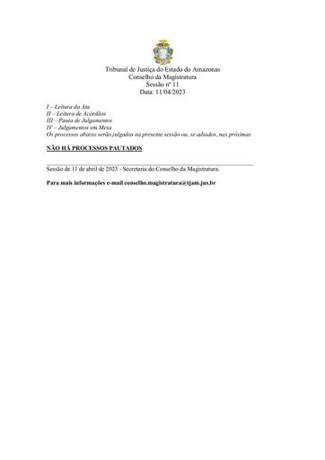 Pauta de Julgamento do Conselho da Magistratura para o dia 11/04/2023
