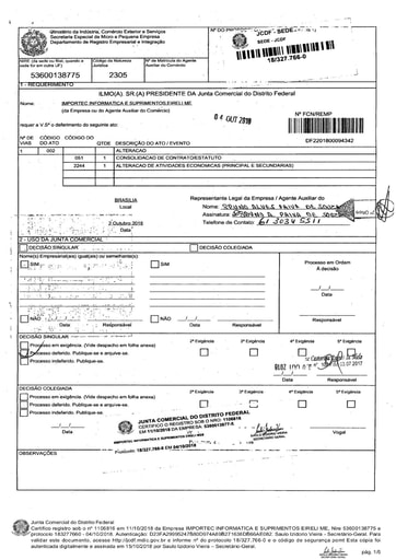 PREGÃO ELETRÔNICO Nº 032/2020 - HABILITAÇÃO - GRUPO 2 E 3 - DOCUMENTOS COMPLEMENTARES - IMPORTEC INFORMÁTICA