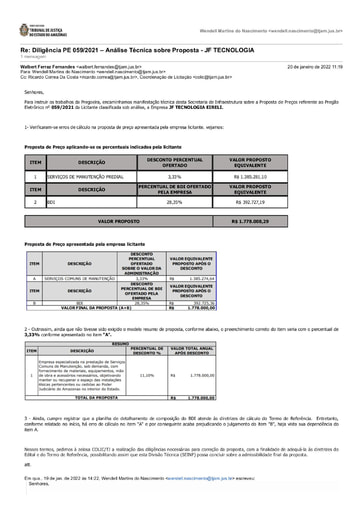 PREGÃO ELETRÔNICO Nº 59/2021 - DILIGÊNCIA COLIC À SECRETARIA DE INFRAESTRUTURA - PROPOSTA - JF