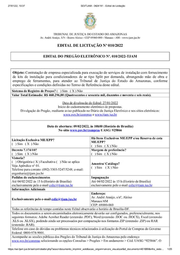 PREGÃO ELETRÔNICO Nº 010/2022 - EDITAL DE LICITAÇÃO