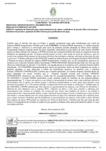 PREGÃO ELETRÔNICO Nº 067/2022 - CERTIDÃO ACERCA DO PEDIDO DE REVISÃO - DMGR