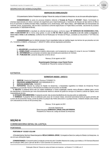 TOMADA DE PREÇOS 001/2021 - DESPACHO DE HOMOLOGAÇÃO (DJE)