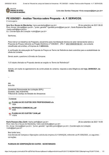 PREGÃO ELETRÔNICO Nº 039/2021 - DILIGÊNCIA COLIC À DVCOP - PROPOSTA - AF SERVIÇOS