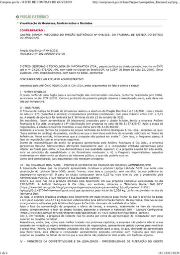PREGÃO ELETRÔNICO Nº 48/2021 - CONTRARRAZÕES RECURSAIS - SYSTECH SISTEMAS
