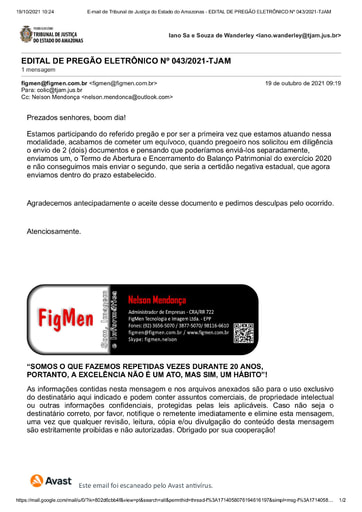 PREGÃO ELETRÔNICO Nº 043/2021 - HABILITAÇÃO - EMAIL - FIGMEN