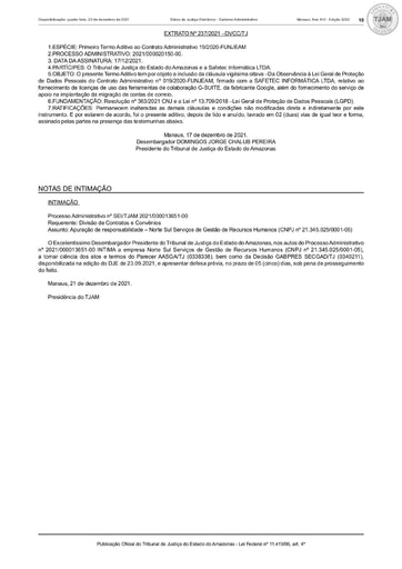 EXTRATO Nº 237 2021 (PUBLICAÇÃO)   1º TERMO ADITIVO   CT Nº 019 2020   FUNJEAM x SAFETEC INFORMÁTICA LTD