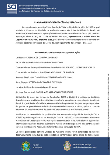 Plano Anual de Capacitação - PAC-Aud 2021