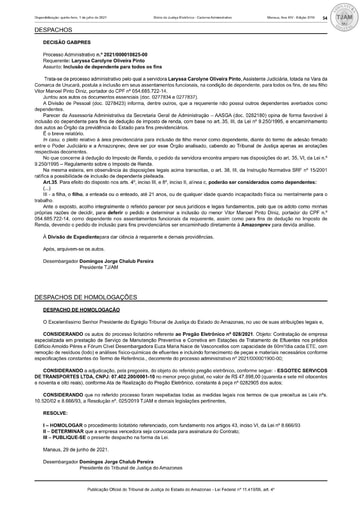 PREGÃO ELETRÔNICO Nº 028/2021 - DESPACHO DE HOMOLOGAÇÃO - DJE