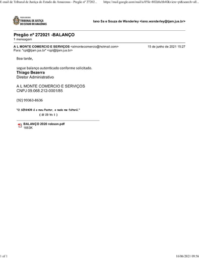 PREGÃO ELETRÔNICO Nº 027/2021 - HABILITAÇÃO - E-MAIL - THS