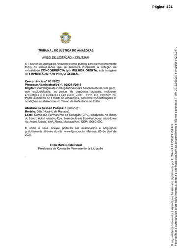 CONCORRÊNCIA Nº 001/2021 – AVISO DE LICITAÇÃO