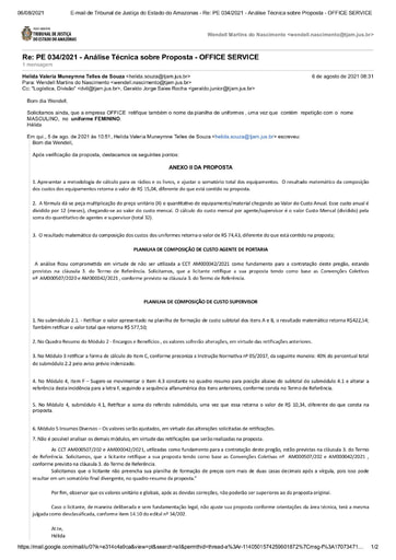 PREGÃO ELETRÔNICO Nº 034/2021 – DILIGÊNCIA CPL À DIVISÃO DE COMPRAS - PROPOSTA - OFFICE SERVICE