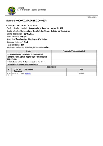 Portaria nº 100/2021-CGJ/AM (HOMOLOGA a designação da Sra. MIRLENE SALGADO como substituta do Cartório Extrajudicial da Comarca de São Gabriel da Cachoeira/AM.)