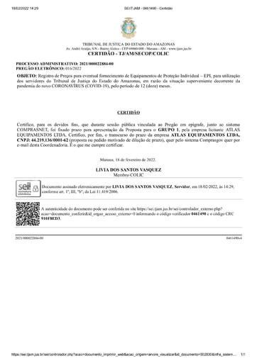 PREGÃO ELETRÔNICO Nº 016/2022 - CERTIDÃO DECURSO DE PRAZO - G1 - ATLAS
