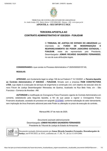 3ª APOSTILA - CT Nº 026.2024 - FUNJEAM x PAIM CONSTRUTORA LTDA.pdf