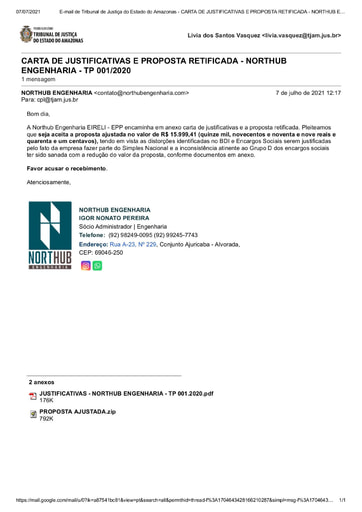 TOMADA DE PREÇOS 001/2020 - PROPOSTA RETIFICADA - NORTHUB