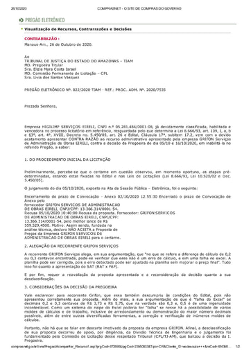 PREGÃO ELETRÔNICO Nº 022/2020 - CONTRARRAZÕES RECURSAIS - HIGILIMP X GRIFON