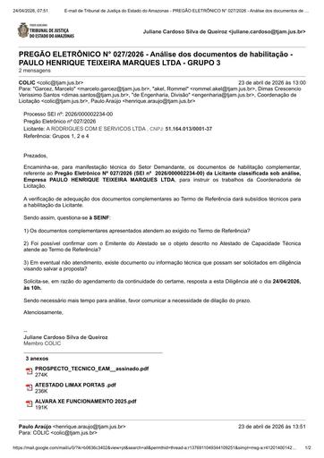 PREGÃO ELETRÔNICO Nº 027/2026 - DILIGÊNCIA COLIC À SEINF - DOCUMENTOS DE HABILITAÇÃO - GRUPOS 3 - PAULO HENRIQUE TEIXEIRA MARQUES LTDA
