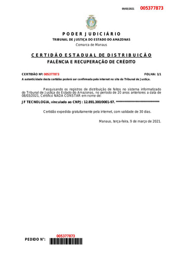 PREGÃO ELETRÔNICO Nº 007/2021 - VALIDAÇÕES - JF TECNOLOGIA