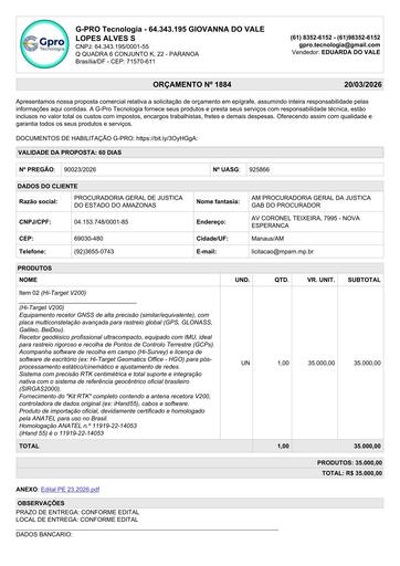PREGÃO ELETRÔNICO Nº 023/2026 - PROPOSTA - GIOVANNA DO VALE LOPES ALVES SALES - ITEM 2